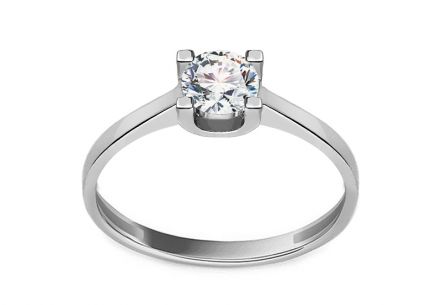 Bague de fiançailles en or blanc avec zircon Sillia