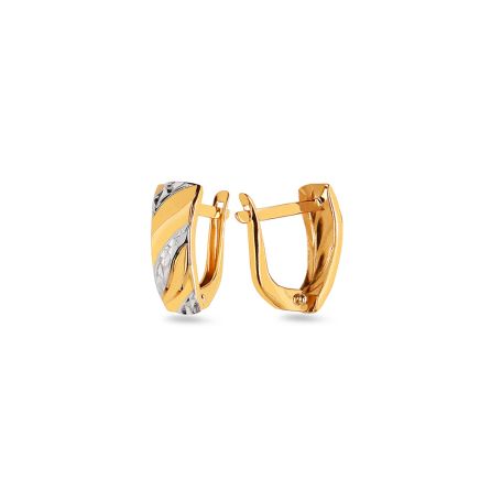 Boucles d'oreilles combinées avec fine gravure, 9K