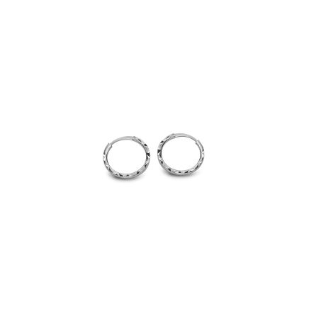 Boucles d'oreilles anneaux gravés en or blanc 1 cm