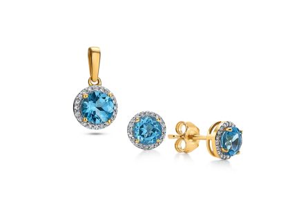 Boucles d'oreilles et pendentif Topaze 1,77 ct avec diamants