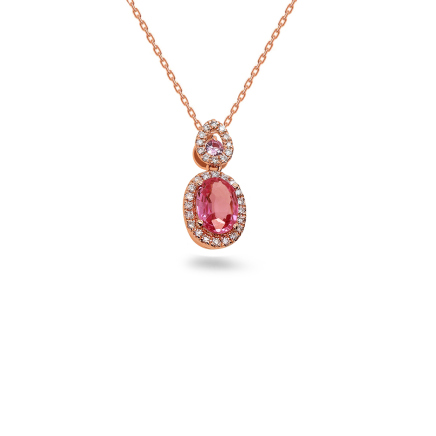 Pendentif en or rose orné de saphirs 0,62 ct